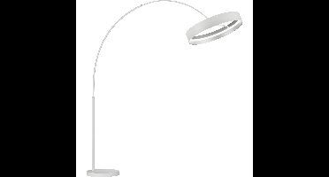 LED Vloerlamp - Musterring Loop - 1 Lichtpunt van 32 Watt - Dimbaar - Aanpasbare Lichtkleur - Geheugenfunctie - Nachtlamp - Voetschakelaar - Mat Wit - Metaal