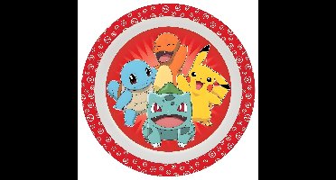 Pok?mon thema ontbijt bordje - rood - D21 cm - kunststof - ontbijtbord - kinderbord