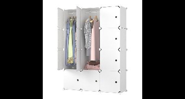 Lowander Torino Kunststof Kledingkast - Vakkenkast - 3x4 - Wit - 148 Ã 111 Ã 37 cm