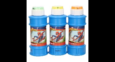 3x Marvel Spiderman bellenblaas flesjes met bal spelletje in dop 175 ml voor kinderen