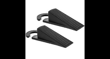 5Five 4x stuks deurstoppers/deurwiggen - zwart - 12,5 x 4 cm