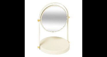 5Five Make-up spiegel met standaard - 26 cm - metaal - ivoor wit