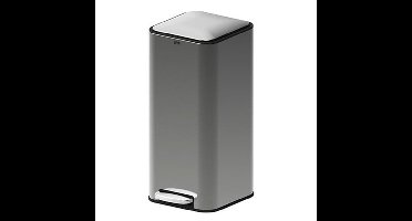 5Five Prullenbak/pedaalemmer - titanium - metaal - 30 liter - 62 cm