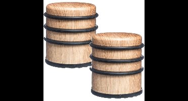 5Five Ronde deurstopper - 2x - houtlook - 7 x 8 cm - metaal - Deurstop