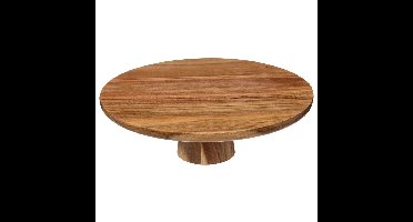 5Five taart/gebak serveerschaal - plat - rond - acacia hout - 28 x 9cm