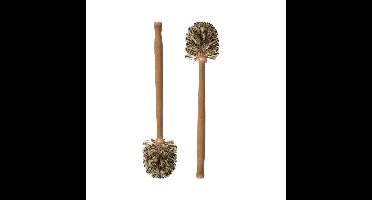 5Five Toiletborstel - 2x - hout - beige - 36,5 cm - Badkamer/WC