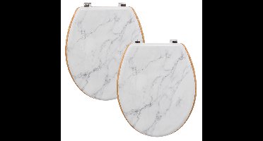 5Five Toiletbril Rome - 2x - wit marmer - MDF - universele wc bril