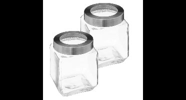 5Five voedsel voorraadpot MIRO met draaideksel - 2x - glas - 1.2L