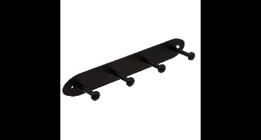 5Five Wandkapstok - zwart - 4 ophanghaken/knoppen - metaal - 35x5 cm