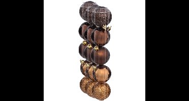 Atmosphera kerstballen - 15x stuks - brons - kunststof - 5 cm