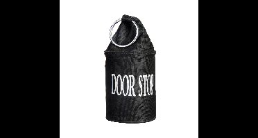 Canvas deurstopper zwart met ring - H15 cm - Deur vastzetter