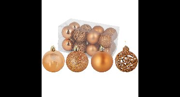 Cosy at Home kerstballen - 32x st - 6 cm - kunststof - koper