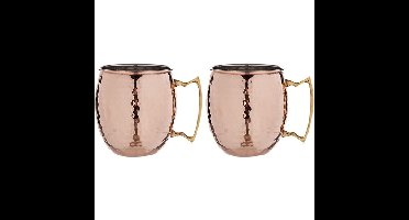 Cosy & Trendy Cocktailglazen Moscow Mule - 2x - gehamerd koper - 450ml