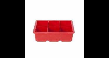 Cosy & Trendy grote ijsblokjes houder - 6 blokken - rood - siliconen