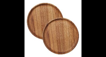 Cosy & Trendy Kaarsenbord/plateau - 2x - hout - rond - D25 cm