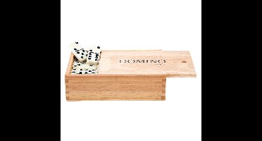 Domino spel dubbel/double 9 in houten doos en 55x stenen