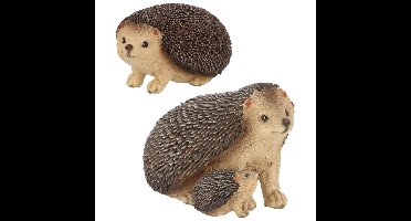 Esschert Design dieren beeldjes set - egel familie - 2 stuks