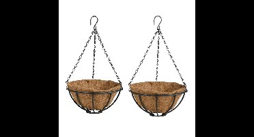 Esschert Design Plantenmand - 2x - hanging basket - zwart - 25 cm