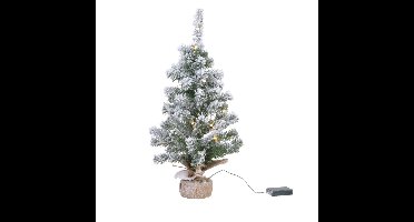 Everlands Kerstboom - kunst - nepsneeuw - verlicht - 75 cm