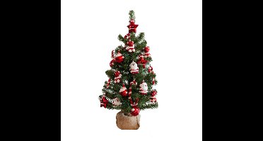 Everlands Kunstkerstboom - inclusief versiering - rood - 75 cm
