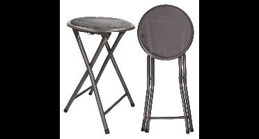 Excellent Houseware - bijzet krukje/stoel - 2x - Opvouwbaar - grijs