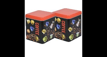 Excellent Houseware Koffie cupjes bewaarblik - 2x - zwart