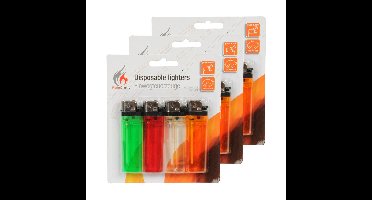 Flame Classics Aanstekers - 12x stuks - gekleurd - 8 cm