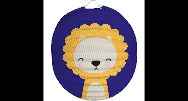 Folat Lampion leeuw - 22 cm - blauw - papier