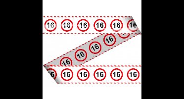 Folat Markeerlint/afzetlint 16 jaar versiering - 2x - stopborden - 15m