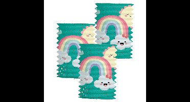 Folat Trek lampion regenboog - 3x - H16 cm - blauw - papier