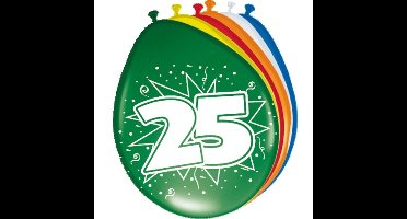Folat Verjaardag leeftijd ballonnen 25 jaar - 8x - multi - versiering
