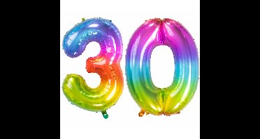Folat Verjaardag Leeftijd folieballon - 30 jaar - gekleurd - 86cm