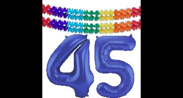Folat Verjaardag Leeftijd folieballon - 45 jaar - blauw - 86 cm