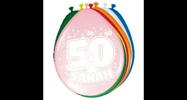Folat Verjaardagsfeest ballonnen - 50 jaar - 8x stuks - multi - Sarah
