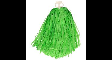 Funny Fashion Cheerballs/pompoms - 1x - groen - met franjes en ring handgreep - 28 cm