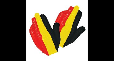 Funny Fashion Supporters feestartikelen - 2x - opblaasbare hand - vlag Belgie - 38 cm