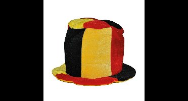 Funny Fashion Supporters verkleed kleding hoge hoed - vlag Belgie kleuren - polyester - volwassenen