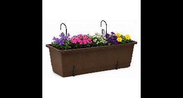 Geli Plantenbak Balcony - bruin - ophangbeugels - 40 x 18 x 15 cm