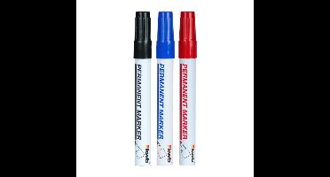 Kwb Markeerstiften - 3x - blauw / rood / zwart - waterbestendig