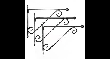Muurhaak met dubbele sierkrul - 3x - 39 x 31 cm - metaal