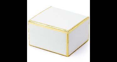 PartyDeco cadeaudoosje - Bruiloft - 10x - wit/goud - papier - 6 x 4 cm