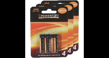 Powerful Batterijen - AAA type - 12x stuks - Alkaline