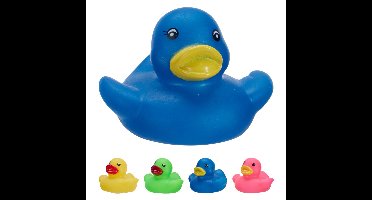 Rubber badeendjes familie - 16x stuks - mix kleuren - badkamer - 5cm