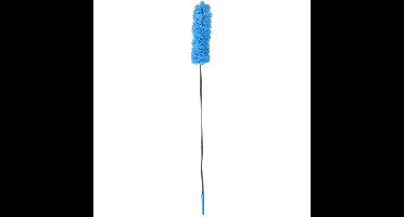Stof/spinnenwebben huis/slaapkamer plumeau telescopisch blauw 59-125 cm