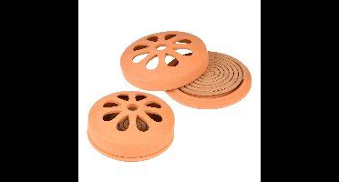 Terracotta houder met citronella spiralen - 2x stuks - D15 cm