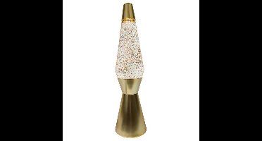Moederdag cadeau - Fisura Lava Lamp Bullet - Mat Goud Met Transparante Vloeistof En Meerkleurige Glitters