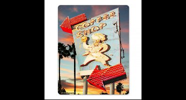 Coffee Shop by Larry Grossman Zwaar Metalen Bord | 25% korting