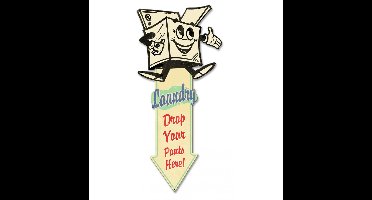 Moederdag cadeau - Laundry Arrow Down Zwaar Metalen Bord 60 x 28 cm