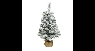 Everlands kunst kerstboom - H75 cm - met sneeuw - kunstboom - jute zak - Imperial
