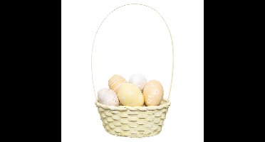 Everlands paasmandje - geel - D20 x H38 cm - bamboe - thema pasen